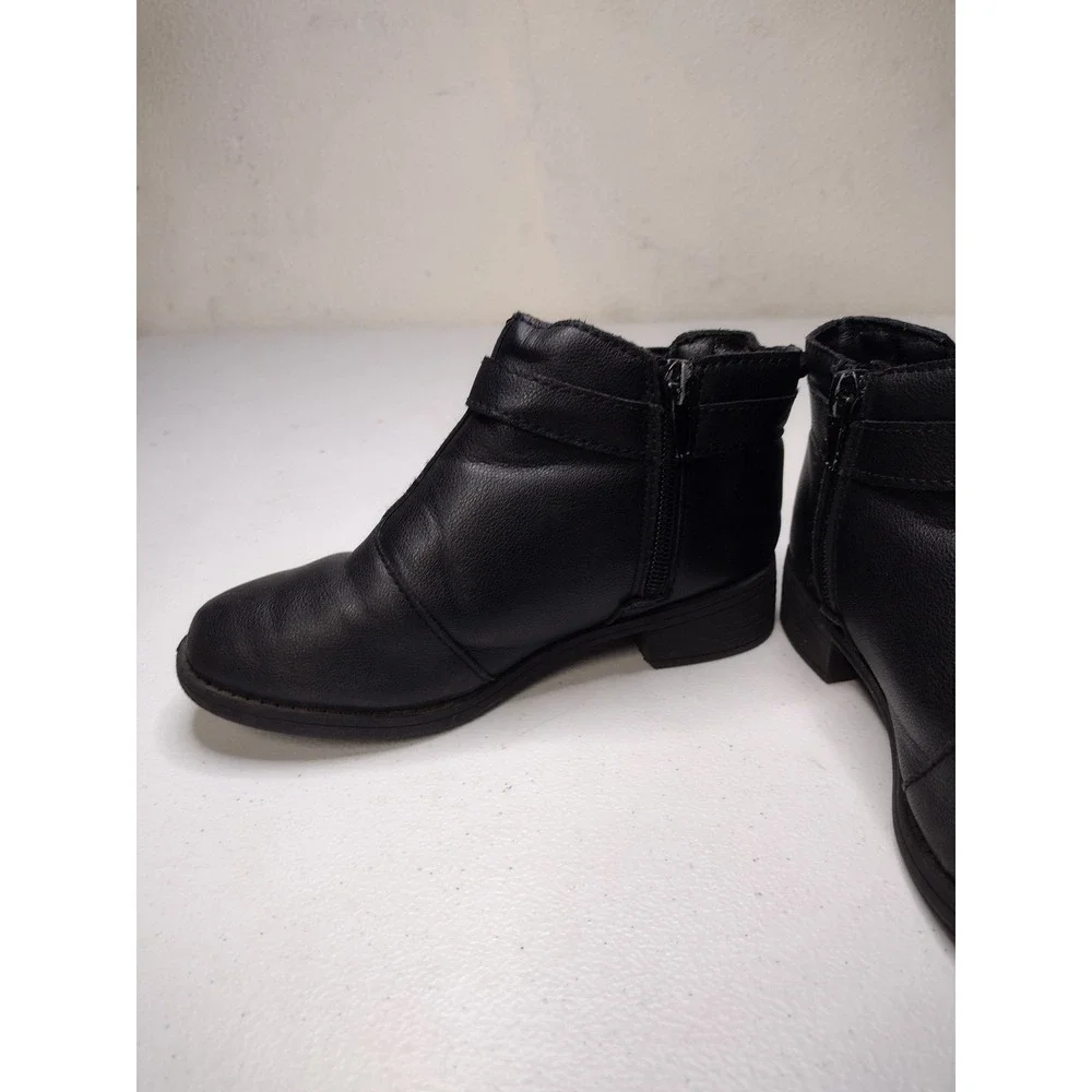 OshKosh Bgosh Mimi Black Faux Leather Buckle Ankle Boots Kids Size 12M